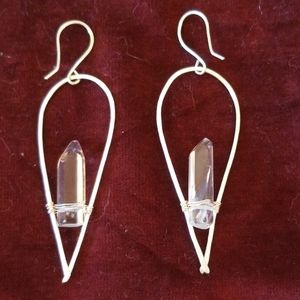 Quartz crystal drop earrings